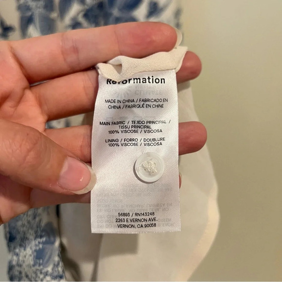 Reformation Rosi Sweetheart Cap Sleeve Formal Midi Dress Pompadour Blue 10 NWT - Picture 9 of 10